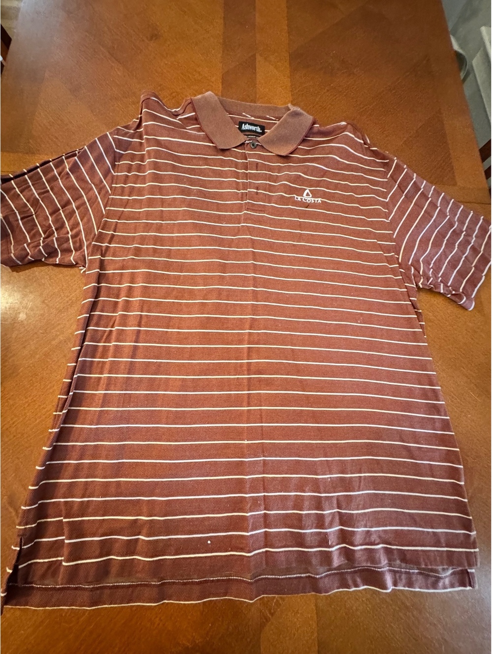 Vintage Ashworth La Costa Brown Striped Polo Shirt d432 XXL